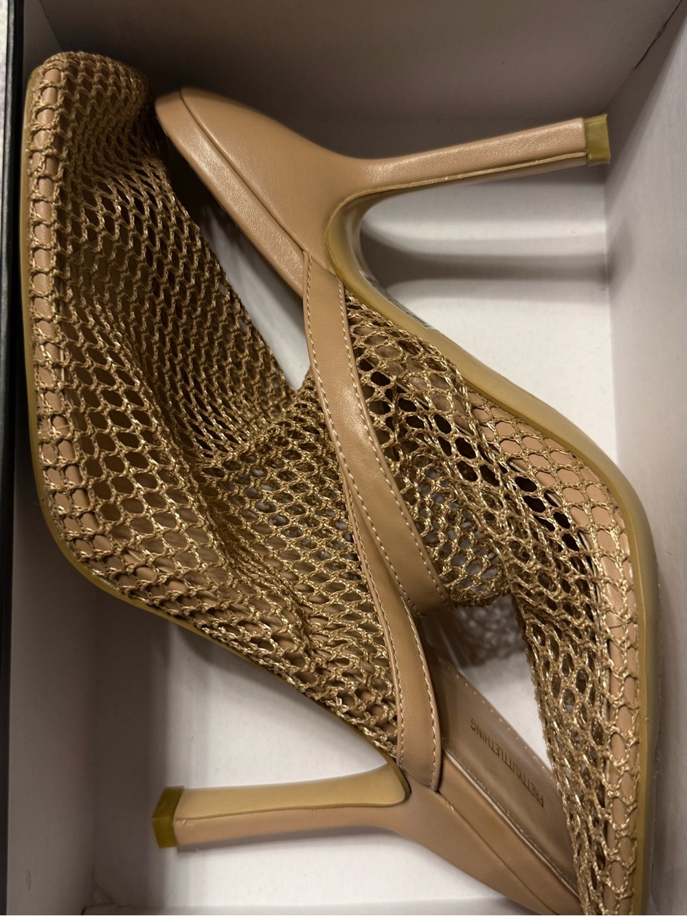 Pretty Little Thing | Woven Mesh Nude High Heels